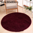 KSolid Round Carpet Soft Fleece Mat Anti-Slip Area Rug Kids Bedroom Door Mats, Size:Diameter: 80cm(Wine Red)