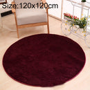 KSolid Round Carpet Soft Fleece Mat Anti-Slip Area Rug Kids Bedroom Door Mats, Size:Diameter: 120cm(Wine Red)