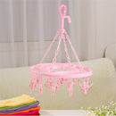 2 PCS 18 Clips Drying Rack Sock Holder Portable Folding Cloth Hanger Rack(Pink)