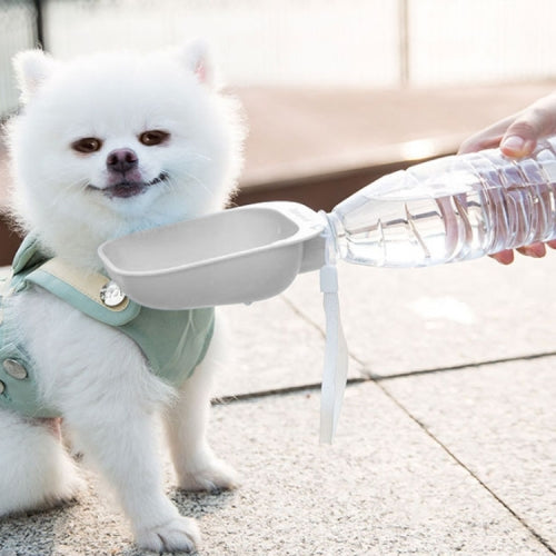 Pet Square Bowl Drinking Head Cat Portable Accompanying Cup Dog Drinking Fountain(Gray)