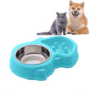 Squirrel Shape Dual-use Slow Dood Anti-choke Plastic Dog Bowl Pet Supplies(Blue)