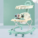 Baby Walker Anti-O-leg Multi-function Anti-rollover Trolley, Style:With Awning, Specifications:Regular Version(Green)
