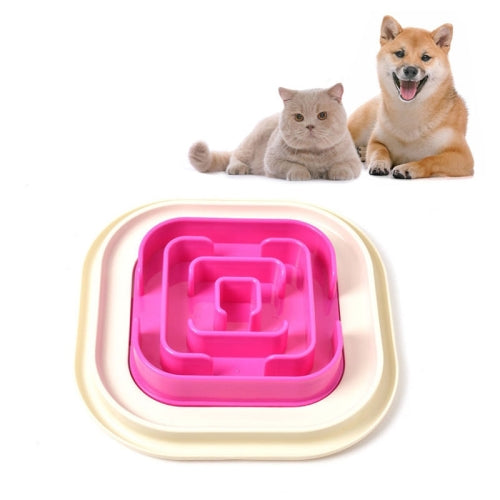 Pet Supplies Cats and Dogs Anti-skid Anti-choking Slow Food Pet Bowl(Rose Red)