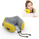 U-shaped Electric Massage Pillow Kneading Shoulder and Neck Massager, Style:Battery Models(Yellow)