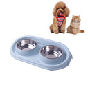 Pet Supplies Stainless Steel Plastic Anti-skid Leak-proof Cat and Dog Bowls(Blue)
