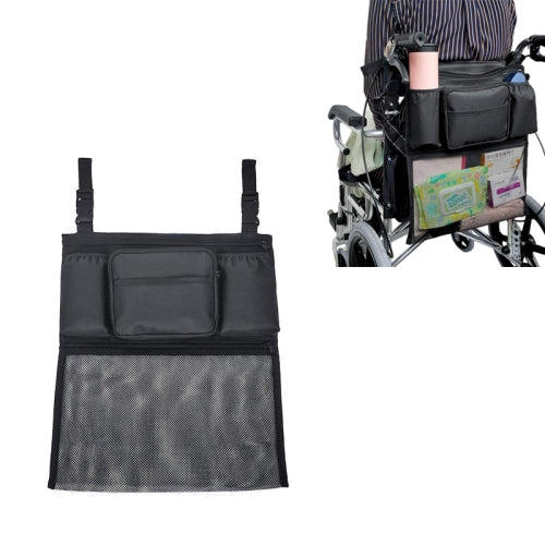 Large Capacity Six-pocket Wheelchair Stroller Storage Bag(Black)