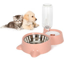 Pet Supplies Automatic Waterer Cat and Dog Food Bowl Double Bowl(Pink)
