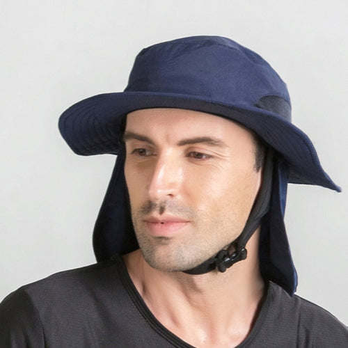 Summer Outdoor Cycling Sunscreen Hat Hiking Sun Hat Wild Windproof Fisherman Hat(Royal Blue)