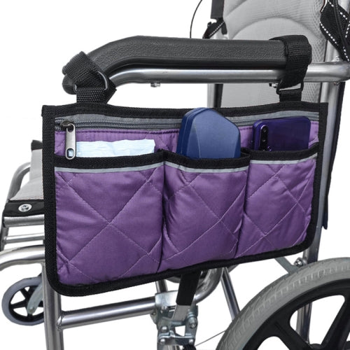 Walking Aid Wheelchair Armrest Side Storage Bag Car Storage Hanging Bag(Purple)