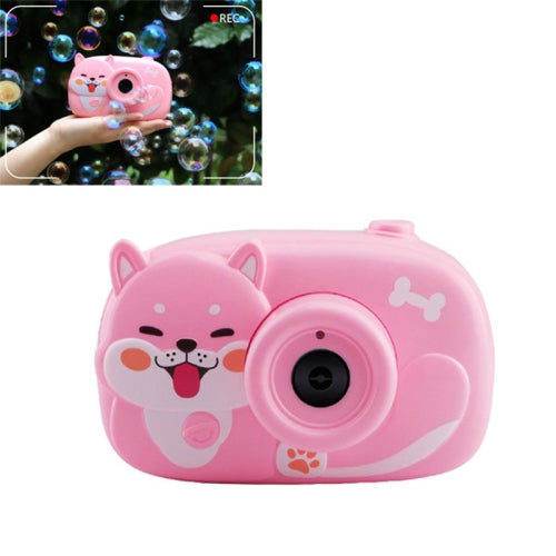 Cute Dog Automatic Bubble Camera with Light Music Summer Bubble Blowing Toy(Pink)