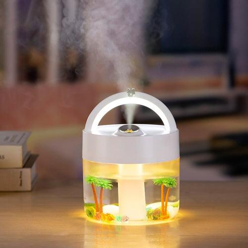 USB Charging Air Humidifier Heavy Fog Sprayer Household Desk Lamp Aromatherapy Diffuser Air Purifier(White)