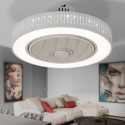80W Ultra-thin Fan Ceiling Lamp Bedroom Modern Minimalist Dining Chandelier, Support Three-color Dimming / Remote Control / APP(Fugui Bamboo)