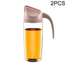 2 PCS Automatic Opening and Closing Oil Pot Large-capacity Kitchen Leak-proof Oil Bottle Household Soy Sauce Seasoning Bottle, Capacity:600 ml(Pink)