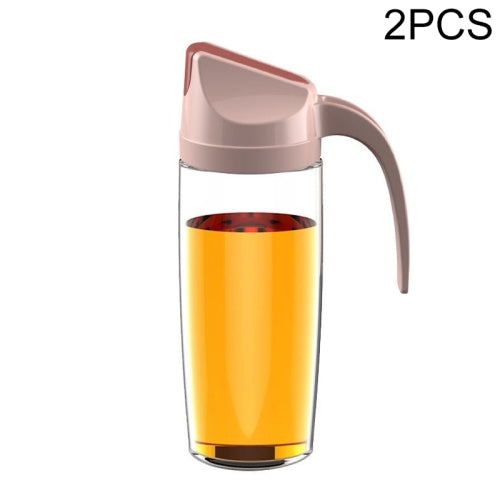 2 PCS Automatic Opening and Closing Oil Pot Large-capacity Kitchen Leak-proof Oil Bottle Household Soy Sauce Seasoning Bottle, Capacity:600 ml(Pink)
