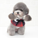 Dog Shawl Small Cloak Pet Bow Ttie Saliva Towel Pet Accessories, Size:L(Red Grid)