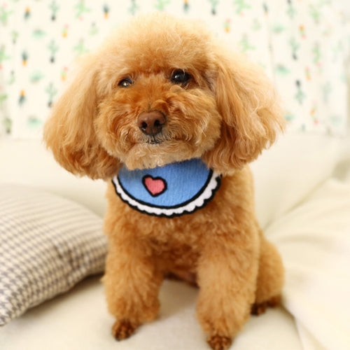 Dog Cat Saliva Towel Love Bib Pet Triangle Scarf Small Dog Collar, Size:S(Love Blue)