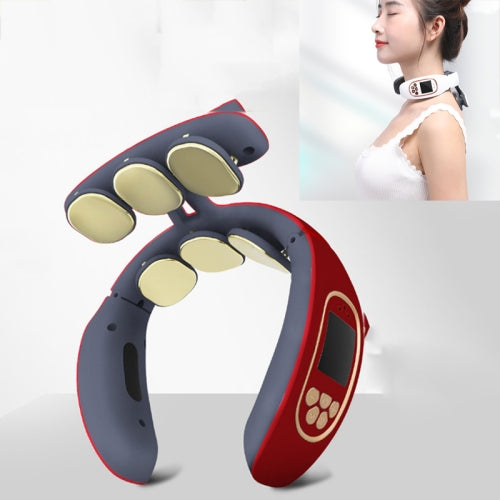 6-head Cervical Spine Shoulder Massager Multi-function Hot Compress Electric Pulse Home Intelligent Neck Protector(Red)