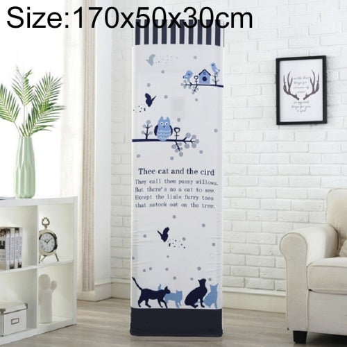 Simple Vertical Cabinet Type All Inclusive Air Conditioning Fabric Dust Cover, Size:170x50x30cm, Style:Cat and Bird