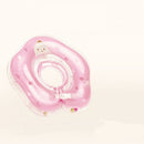 Cute Cartoon Chick Pattern Transparent PVC Adjustable Inflatable Baby Swimming Float Ring Neck Ring(Pink Large)