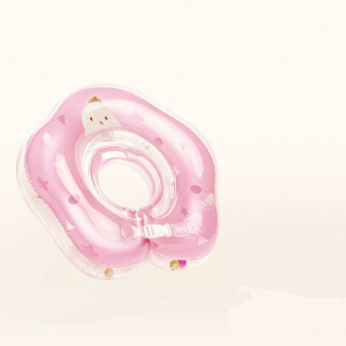 Cute Cartoon Chick Pattern Transparent PVC Adjustable Inflatable Baby Swimming Float Ring Neck Ring(Pink Large)