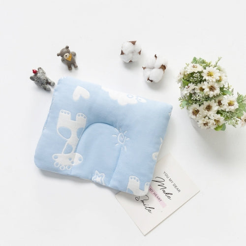 Cotton Jacquard Gauze Baby Anti-Heading Pillow(Blue)