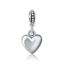 20 PCS Heart Shape Smooth Surface Bead Silvering Big Hole Charm Pendants Fit Necklace
