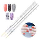 3 PCS Nail Art Brush Crystal Acrylic Drawing Pen Stripes Flower 2 Side Nail Art Tools