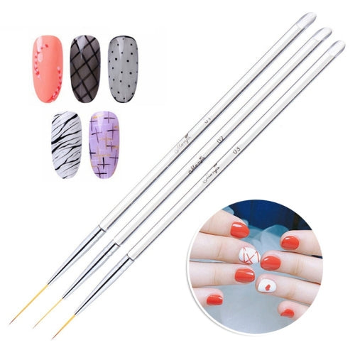 3 PCS Nail Art Brush Crystal Acrylic Drawing Pen Stripes Flower 2 Side Nail Art Tools