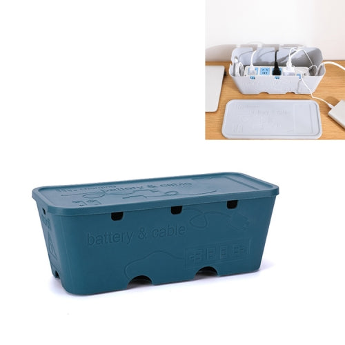 2 PCS Desktop Socket Power Data Cable Finishing Set Storage Box(Blue)