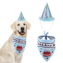 3 Sets Dog Pet Birthday Party Hat Saliva Towel Set(Blue)