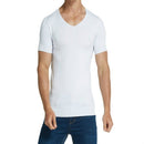 Men Ice Silk Quick Dry T-shirt Short Sleeve V Neck Solid Color Seamless Breathable Top, Size:XL (White)