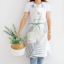 2 PCS Leaf Pattern Cotton Apron Baking Work Clothes(White Fineleaf)