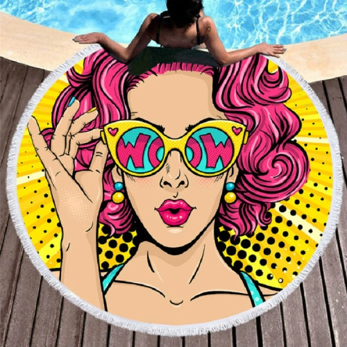 Vintage Round Printed Beach Towel Microfiber Swimming Pool Quick-Drying Cushion, Size:150 x 150cm(Model 4)