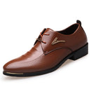 Men Business Casual Shoes Lacing Pointed Low-Top Dress Shoes, Size:40(Brown)