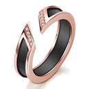 Women Fashion Zircon Metal Wedding Open Rings Size:6(Black and Rose Gold)