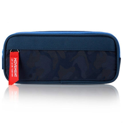 Camouflage Pencilcase Nylon Canvas Double Zipper Pen Bag(Navy Blue)