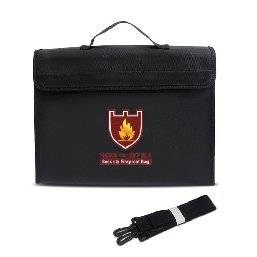 Office Fiberglass Cloth Filing Portable Fire Resistant Waterproof Safe Bag Folder(Black)
