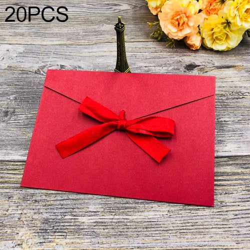 20 PCS Vintage Blank Kraft Paper DIY Multifunction Envelope Ribbon Postcard Box Small(Dark Red)