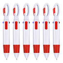 6 PCS Cute Carabiner Ballpoint Pen Multicolor 4 In 1 Colorful Pen School Stationery with Keychain(Red)