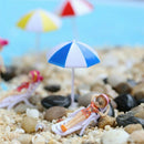 2 PCS Miniature Sun Umbrella DIY Home Garden Decoration Cute Umbrella Table Ornament Handicrafts, Size:L(Blue)