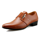 Men Formal Shoes Slip-On PU Leather Pointed Shoes, Shoe Size:39(Brown)