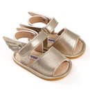 Baby Girl Sandals PU Newborn Baby Shoes Wings Angel Baby Girl Sandals(Gold)