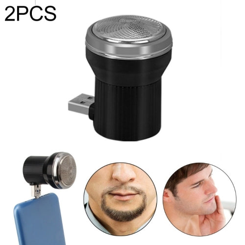 2PCS Electric USB Shaver Mini Portable Plug In Travel Razor(Black)