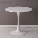 Home Round Table Coffee Shop Table Simple Leisure Wooden Round Table, Color:White(80cm)