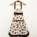 Household Rose Waterproof Kitchen Aprons Flower Cleaning Overalls(Brown)