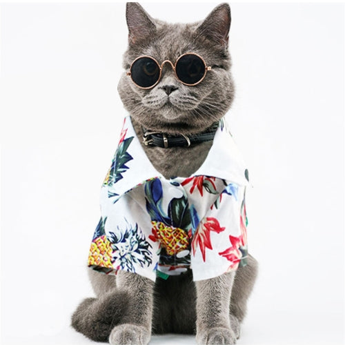 Fashion Pet Clothes Pet Printed Cotton Shirt, Size: S(White)