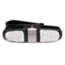 Diamond Mounted Rotating Car Glasses Clip Card Paper Holder Clips(White )