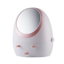 Desktop Dustproof Portable Cosmetic Storage Box With Mirror, Colour: White Mirror With Light