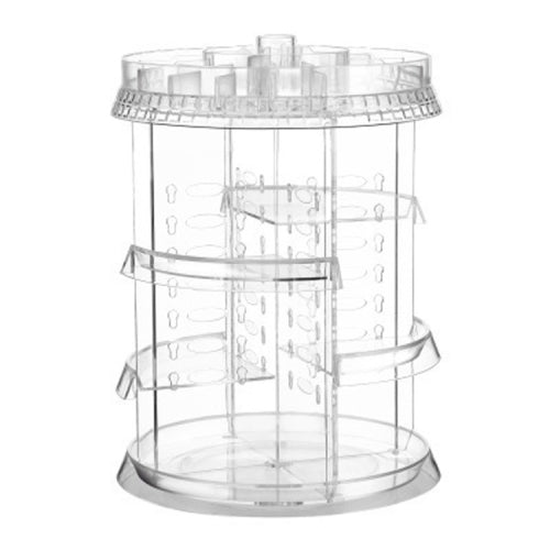 360 Degree Rotating Makeup Storage Box Diamond Shape Drawer Multilayer Dresser Desktop Shelf without Drawer(Transparent)