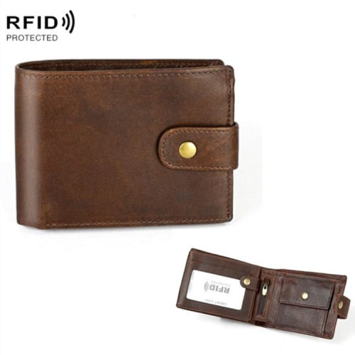 Crazy Horse Pattern Multi-bit Leather Card Bag Anti-magnetic RFID Men Wallet
